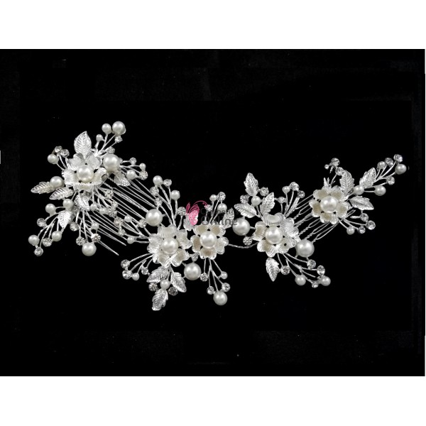 Tiara Ti022 argintie pentru mirese cu crystale